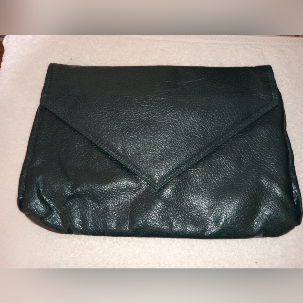Vintage*. Anton Hunter green leather clutch bag